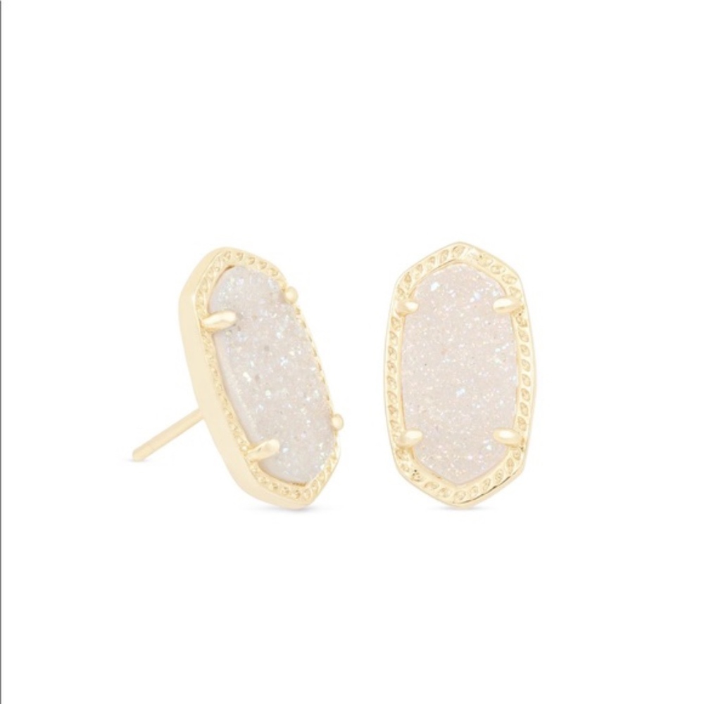 Ellie Gold Stud Earrings In Iridescent Drusy
